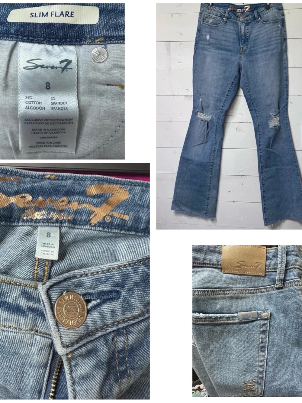 Seven7 Women's Slim Flare Jeans in Medium Blue Denim